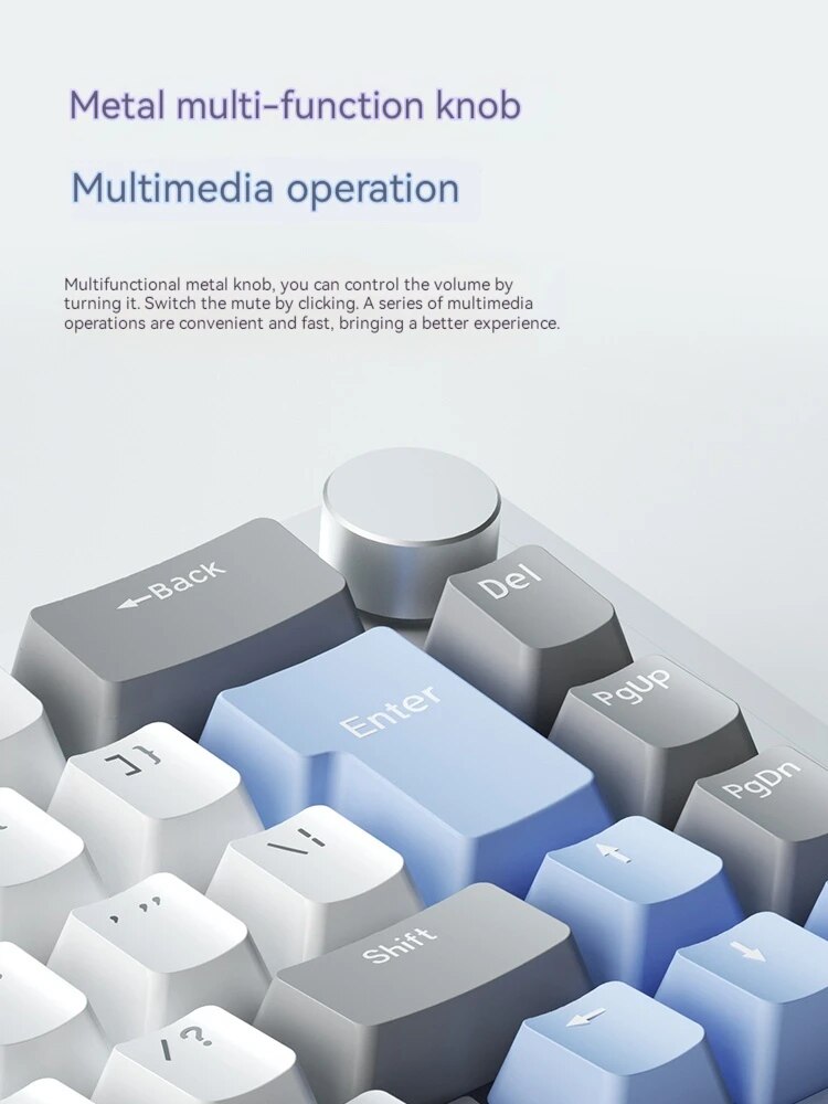 WEIKAV Sugar65 Wired Mechanical Keyboard Aluminum Kits Customized Gasket Multifunctional Knob Hot Plug RGB Gaming Keyboard gift.