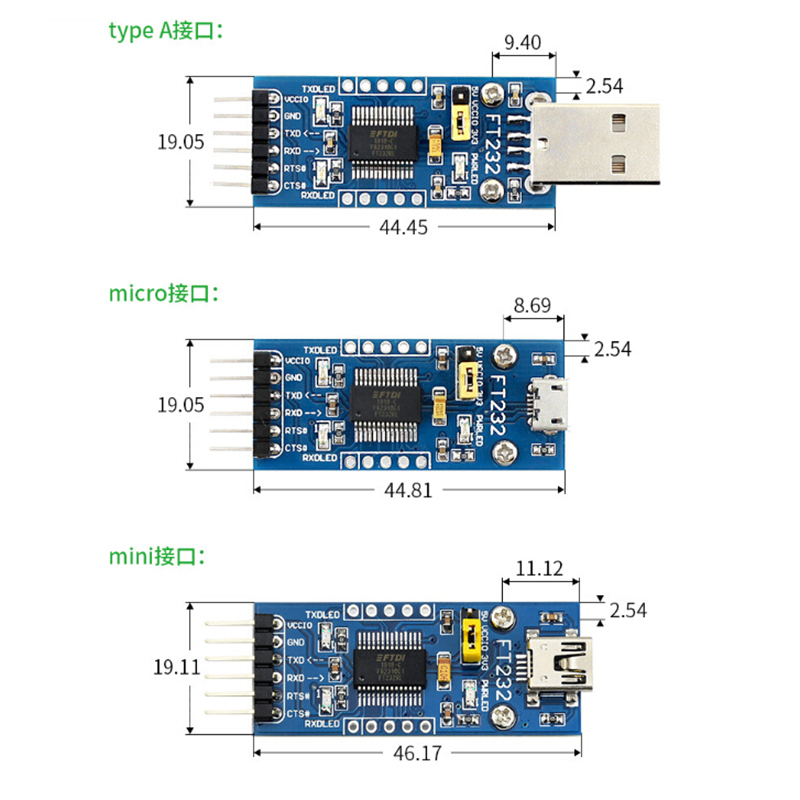 USB UART Board USB to TTL FT232R FT232RL (Micro-Interface). 
