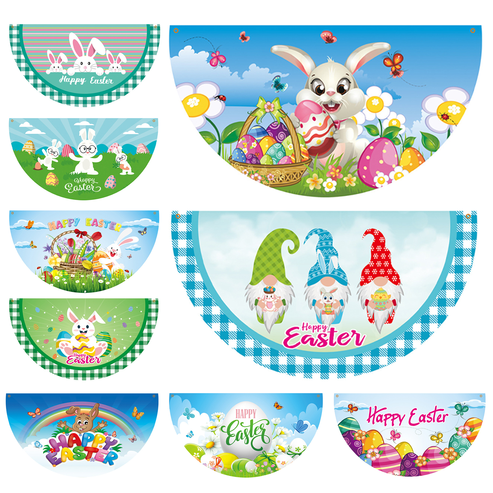 Fan-shaped Banner Vivid Eye-catching Soft Flexible Semicircle Flag Bunting. 