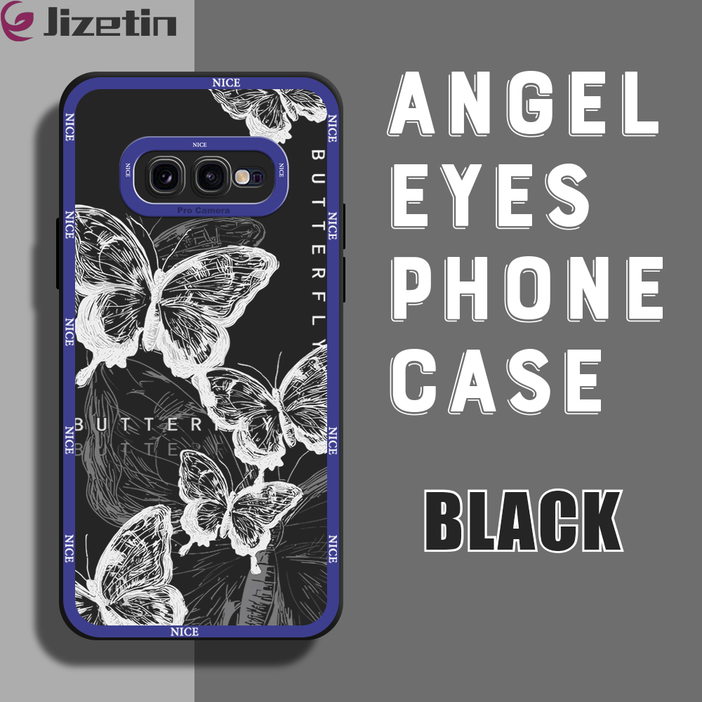Jizetin for Samsung Galaxy S10E Back Cover Butterfly Drawing Lens Full Protection Frame Phone Case Soft TPU Shockproof Mobile Phone Cases