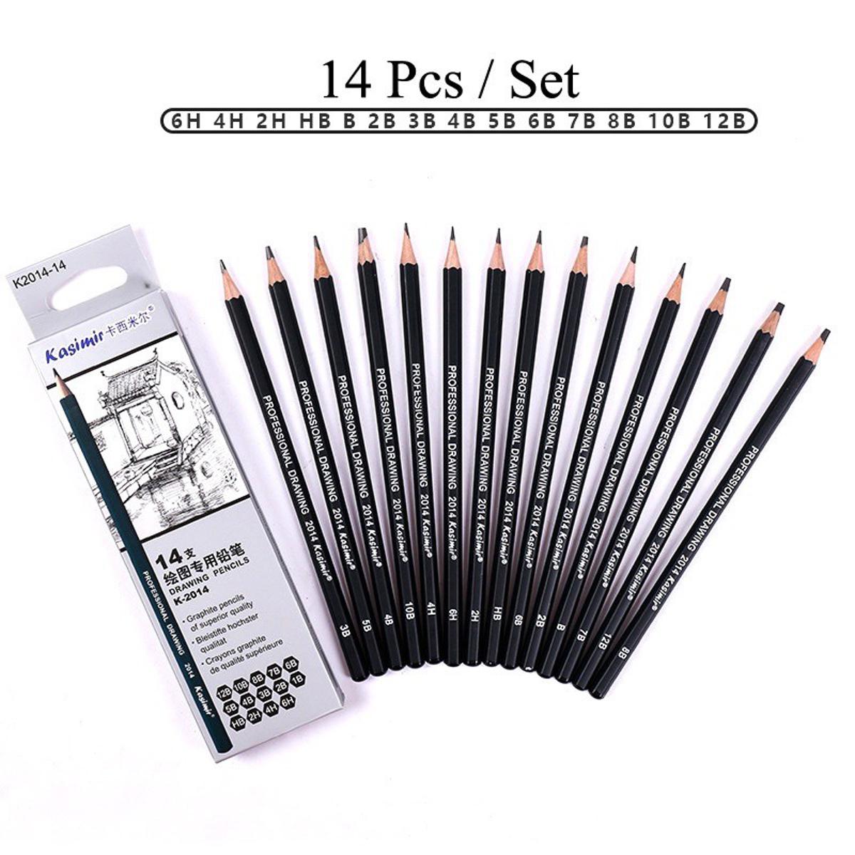 kasimir 14pcs,set Professional Graphite Sketching charcoal Pencils Set for Drawing