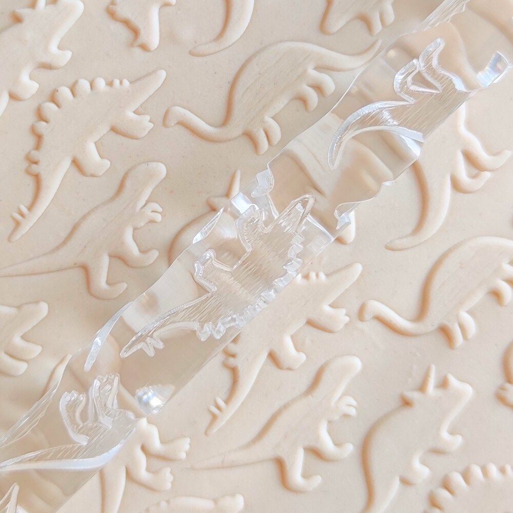 Sugarcraft Tools Pie Crusts Pastry Dough Gum-Paste Sugar Cookies 3D Mini Embossed Rolling Pins With Dinosaur Pattern. 