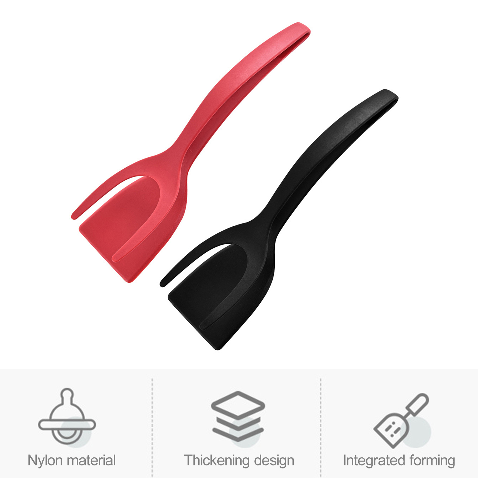 Two-in-one Spatula Tongs 2pcs Silicone Egg Flipper Spatula Tongs for Non-stick Cooking Kitchen Essential for Homes Scratch-resistant Spatula. 