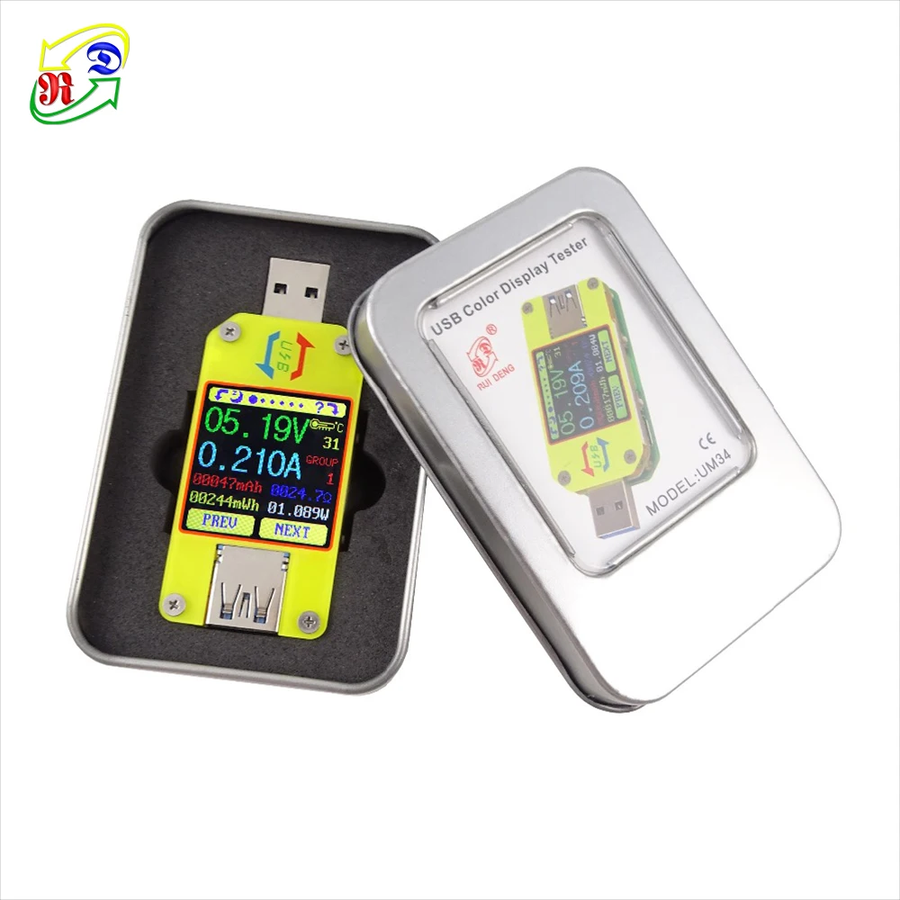 RD RIDEN UM34 UM34C for APP USB 3.0 Type-C DC Voltmeter ammeter voltage current meter charge measure cable resistance Tester. 