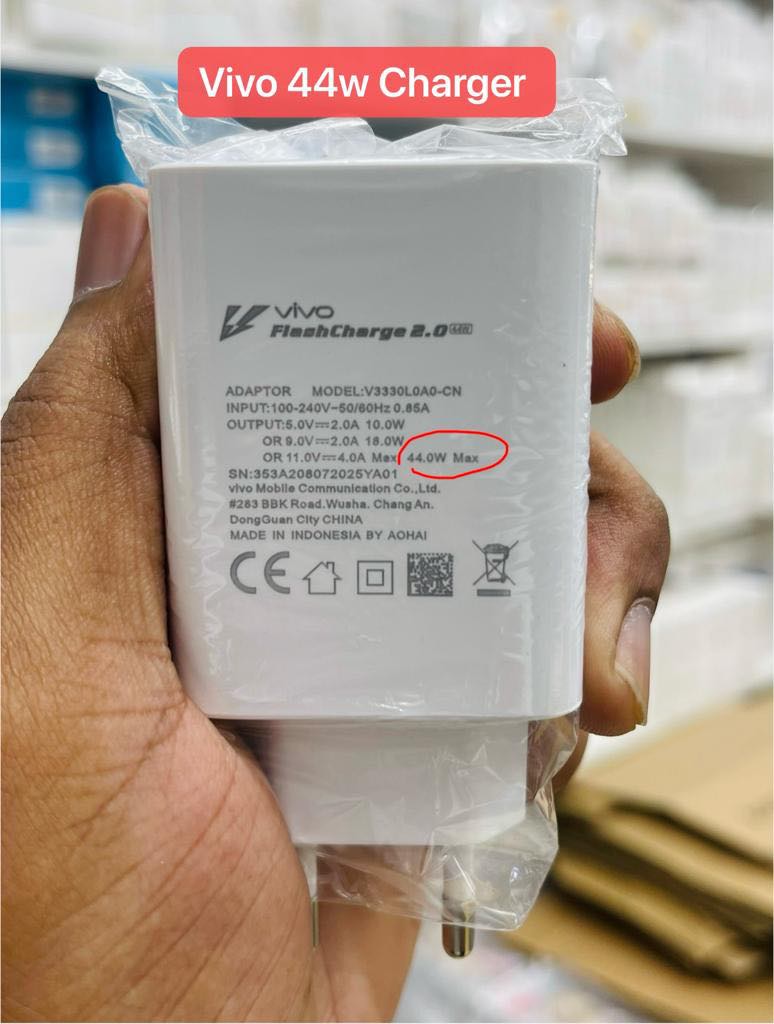 Vivo 44W FlashCharge 2.0 Charger for Vivo X Series and Latest 5G Phones. 