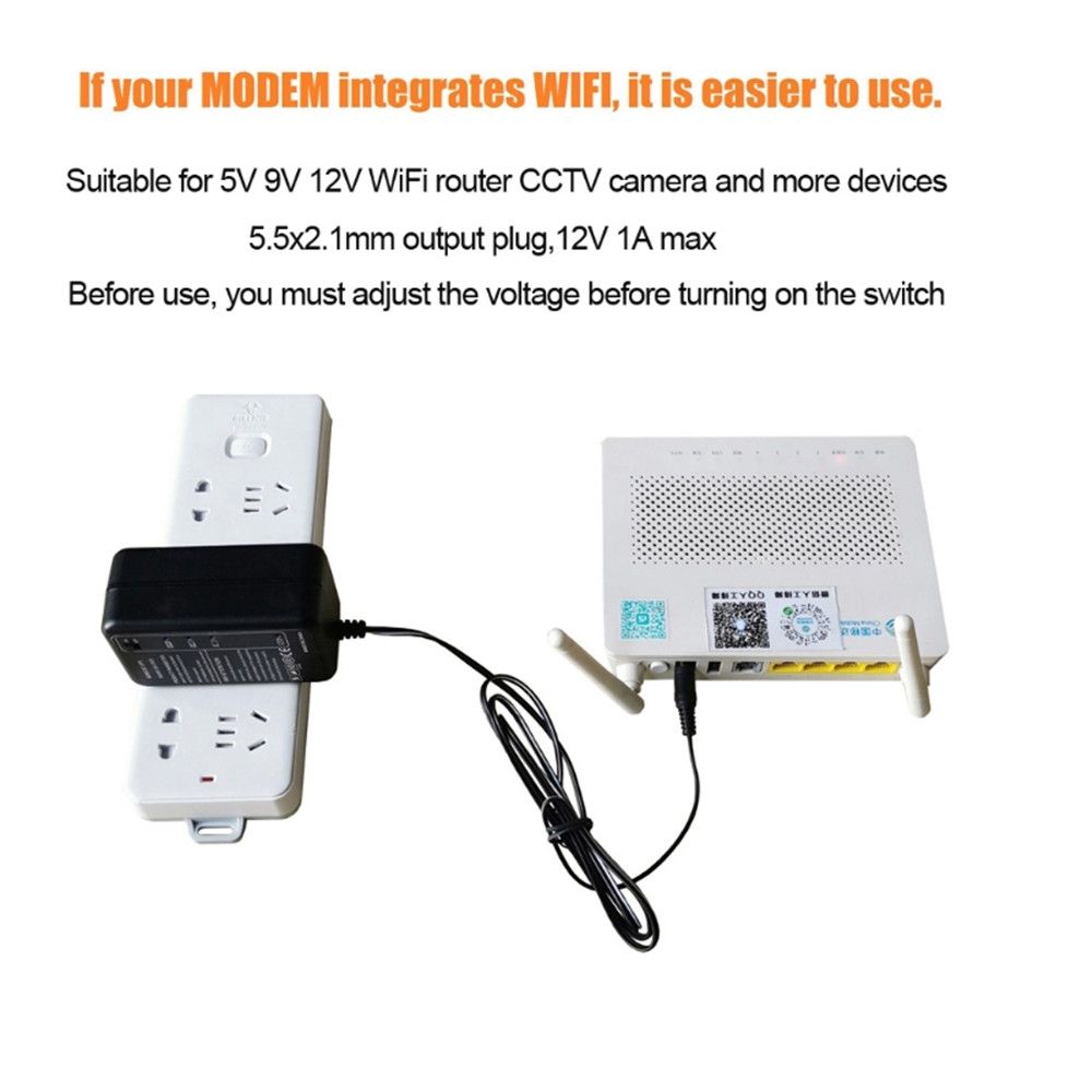Uninterrupted 5.5x2.1mm Output Voltage Stabilizing 220V to 5V 9V 12V DU-2S50 Backup Power Supply 5000mAh UPS For WiFi Router LED CCTV Camera. 