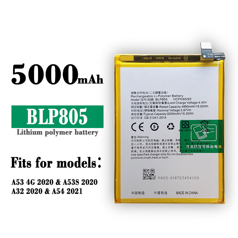 Mobile Phone Battery For OPPO A53 2020/A32/ A54 2021 Model-BLP805 (5000mAh). 