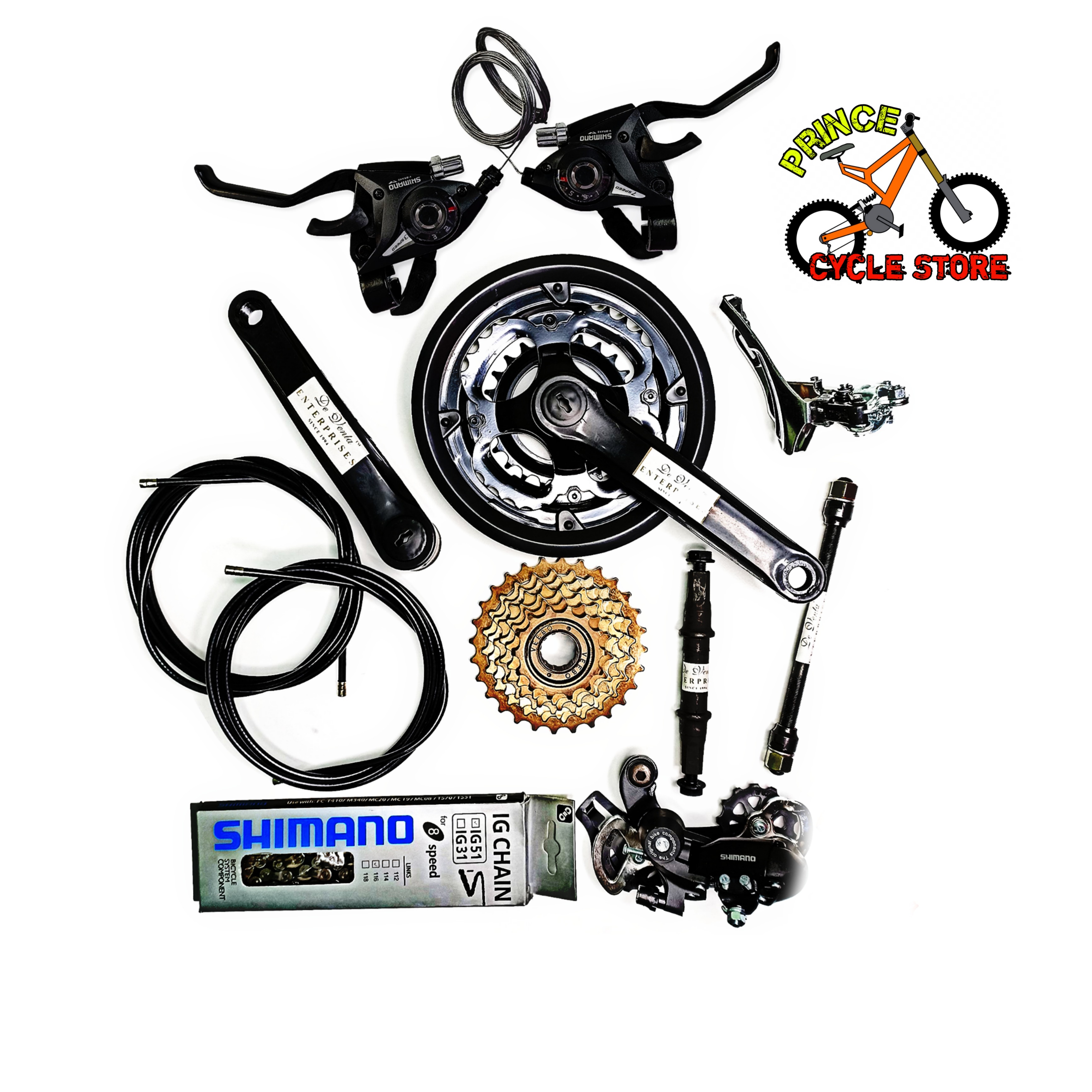Complete Bicycle Gear Set 21 Speed, Total 12 Parts, Cycle Gear Kit Set Compatible for All Kind of Bicycles Prince Cycle Store. 