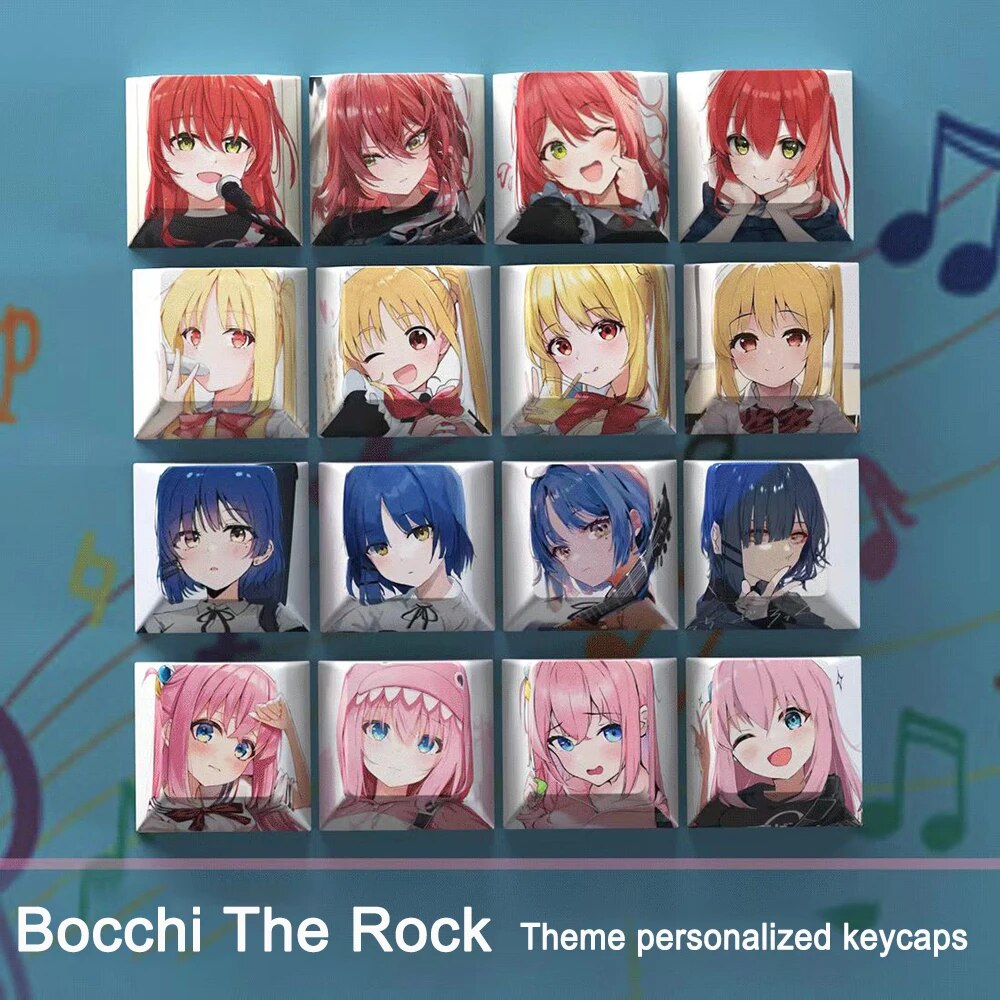 4 Keys Honkai Impact 3 Keycaps BOCCHI THE ROCK Game Cherry Profile Elysia Personalized Anime Keyboard Key Caps For MX Switches. 