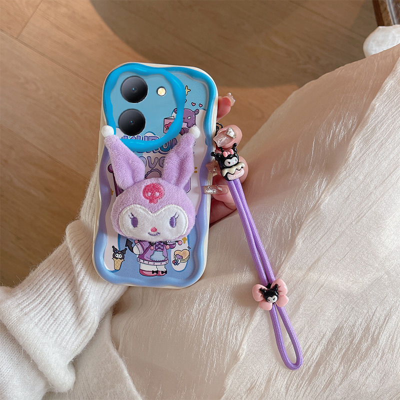 lthmy for VIVO Y27s case TPU silicone 3D cartoon plush doll cute shockproof soft case phone cover with lanyard