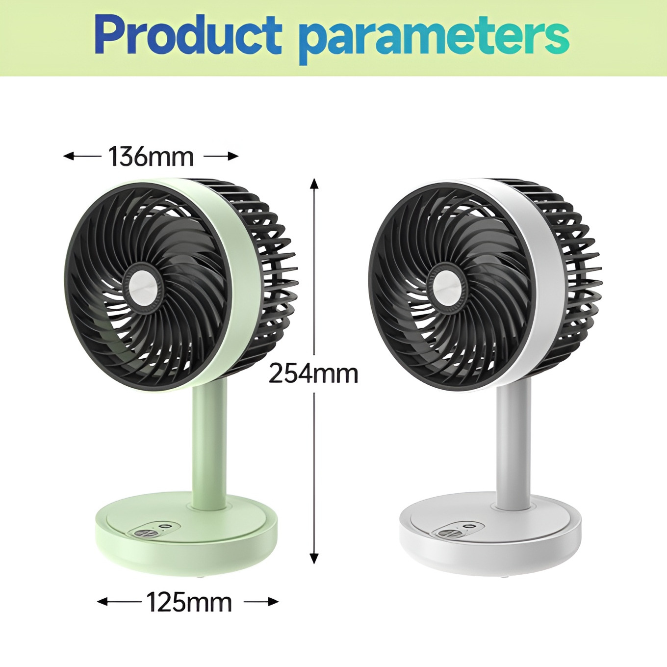 DURATION POWER DP-7639 Rechargeable 4000mAh Battery Three Speed Modes Up-Down Adjustable Desk Fan. 