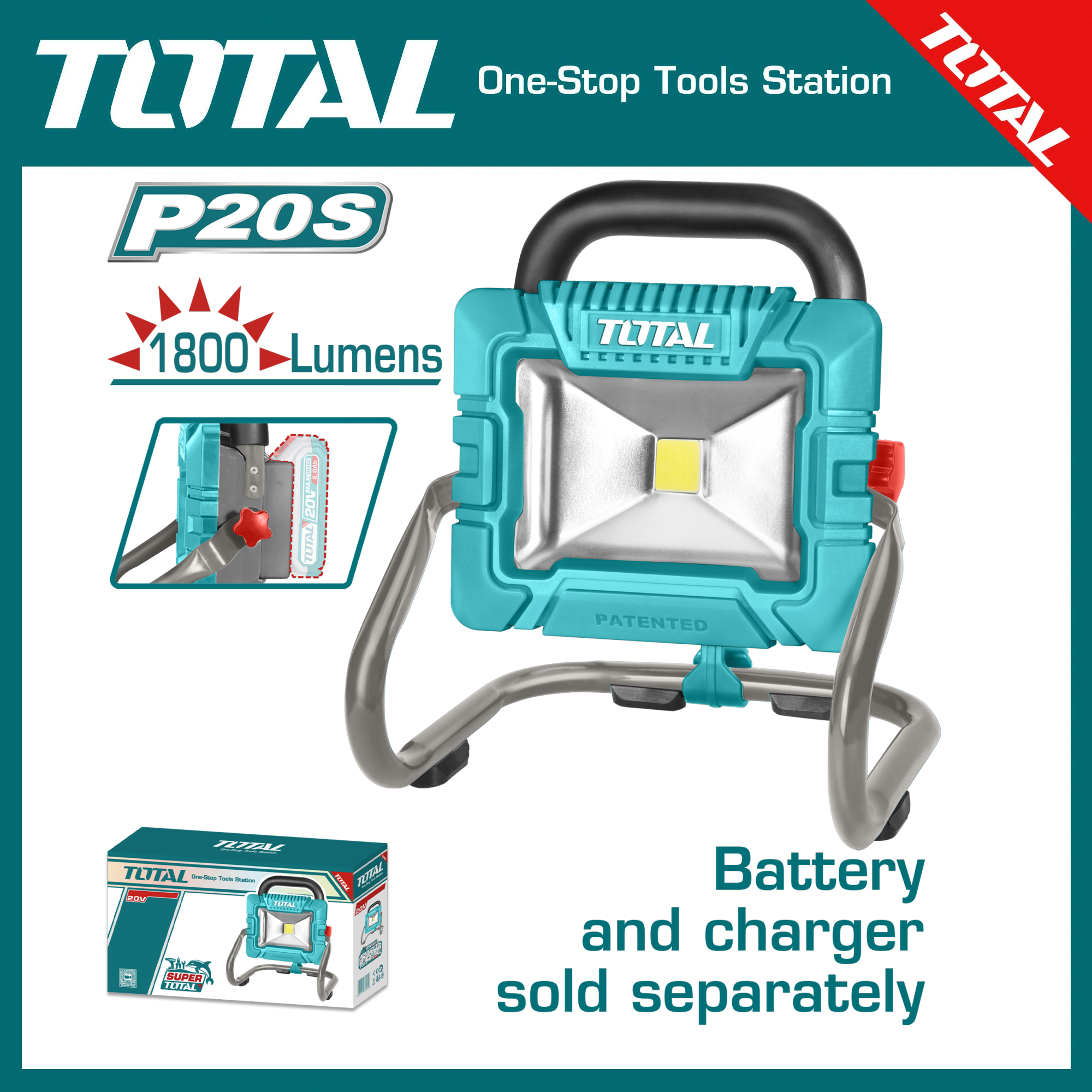 TOTAL TWLI2025 Lithium-Ion Portable Lamp (without Battery & Charger)