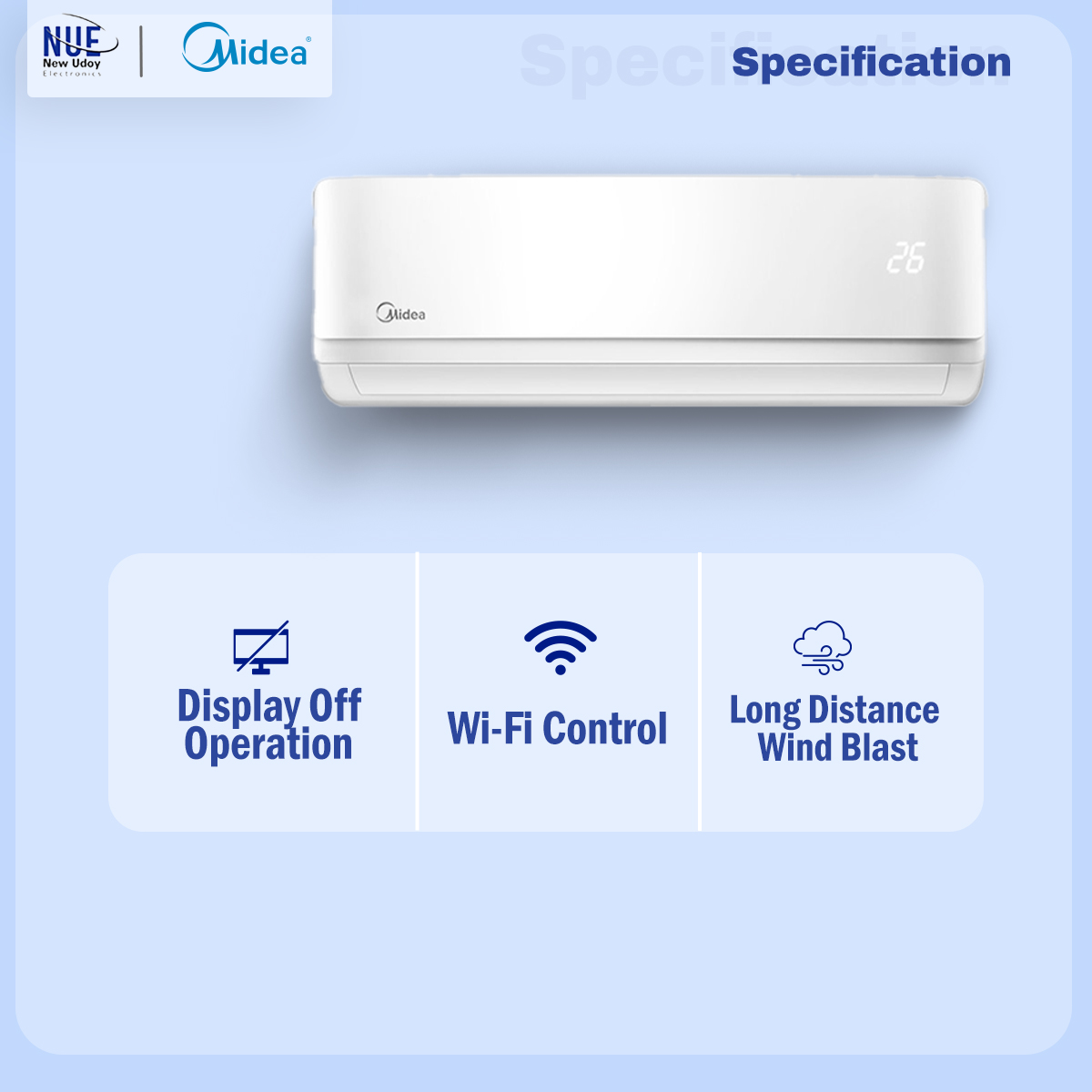 MIDEA 1 ton Split type AC NON INVERTER ( 5 years compressor warranty ) save energy. 