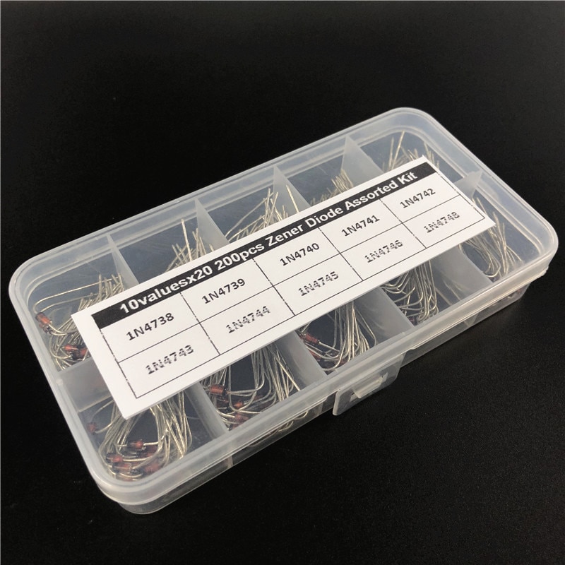【happy one】20Values Zener Assortment Electronic kit 1N4728~1N4748 1W DO-41 With 2 storage Box. 