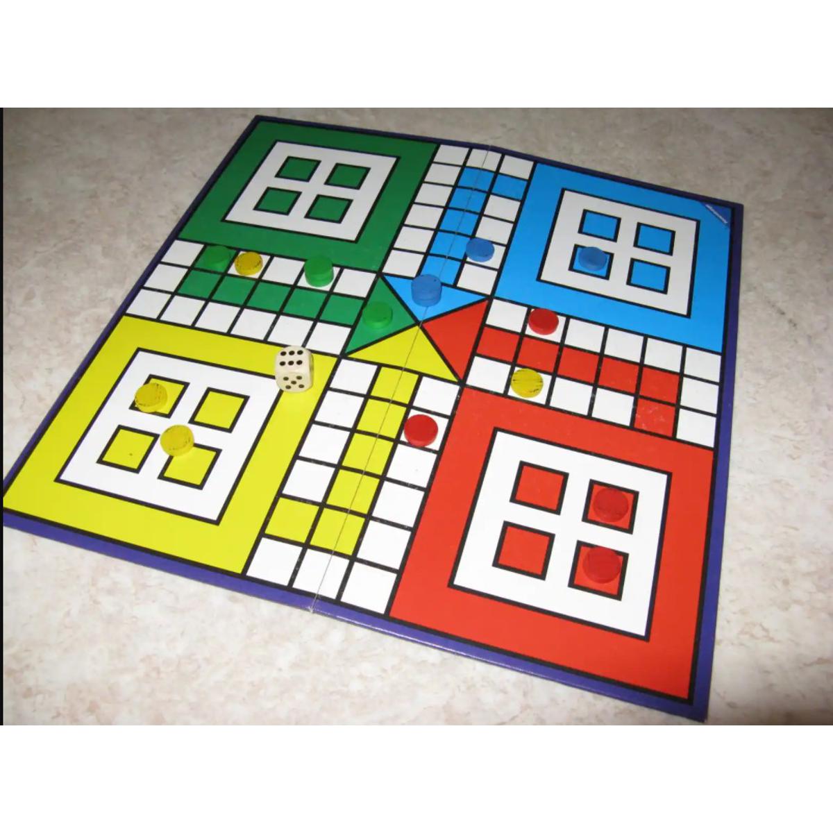 Game Set Medium Size Ludo (16" by 16")- Ludo, Snake and with Ludo Guti