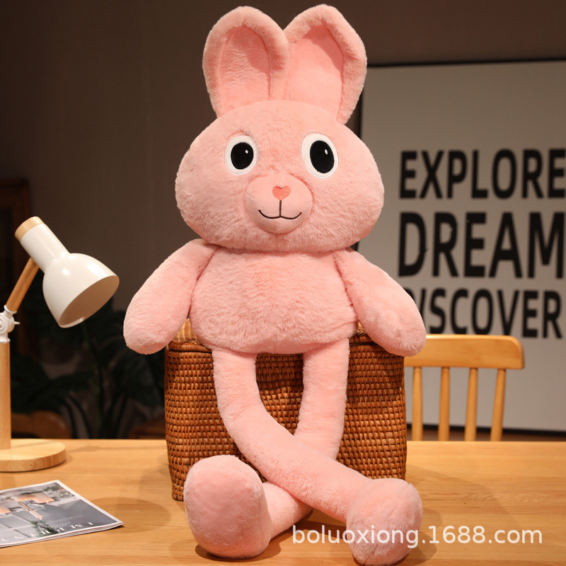 Douyin Xiaohongshu with the same new product ear-pulling rabbit doll Internet celebrity plush toy long-legged and long-eared pink rabbit clearance. 
