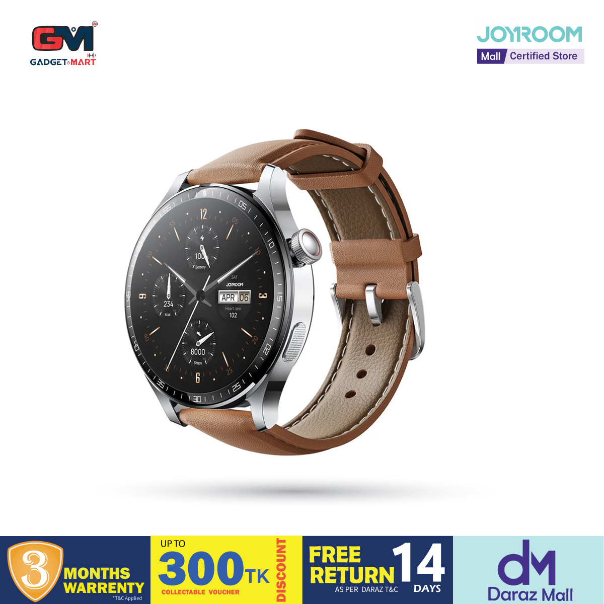 JOYROOM JR-FC2 Pro Classic Series Smart Watch (Answer/ Make Call) - (2 Type Belt)