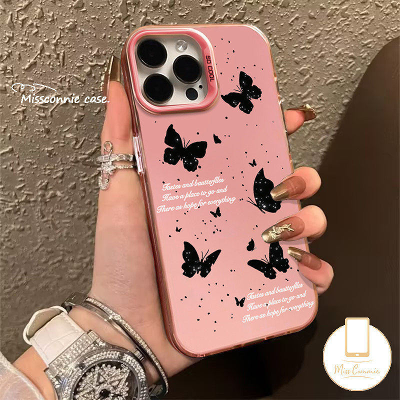 Vintage Butterfly Case For Redmi 10A 13C 12 10C 12C 9A 9T 10 9C A2 9 A1 Note 13 12 9 11 8 10 11s 10s Pro Max Poco X3 X6 M6 M3 C55 Mi 12 11 Lite Luxury Plating Doodle English Cover. 
