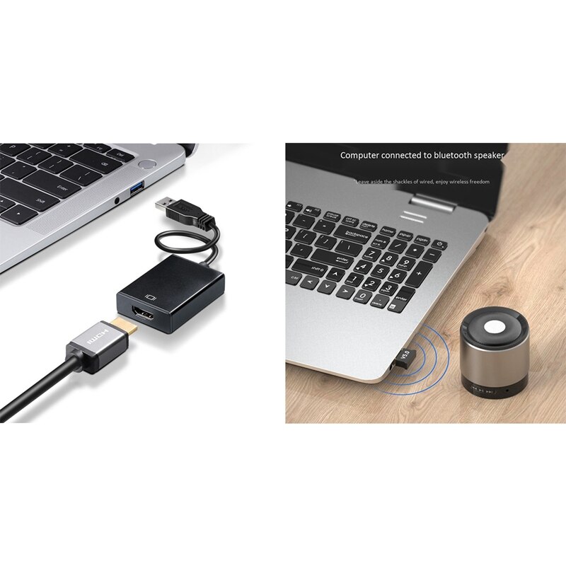 【VisioN Shop】1 Pcs USB HDMI Adapter, USB 3.0 to HDMI,HD 1080P Video Adapter & 1 Pcs Audio Receiver USB Adapter. 