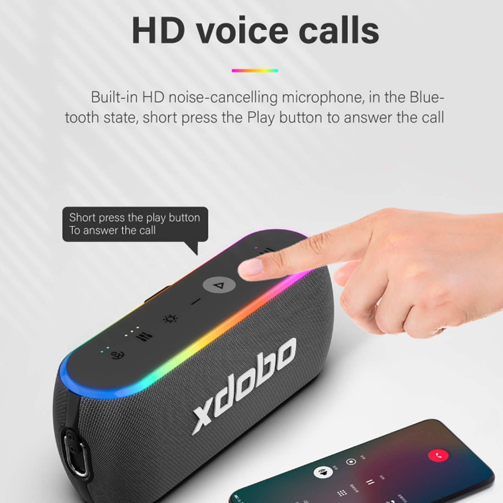 Xdobo X8 III BT5.3 IPX7 Wireless Speaker with RGB Light, Support Bluetooth/TF Card/USB/AUX. 