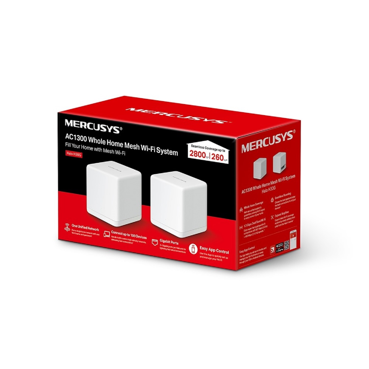 Router Mercusys Halo H30G Whole Home  Mesh (2 pack) (Warranty: 02 Years, Service waranty: 05 Years). 