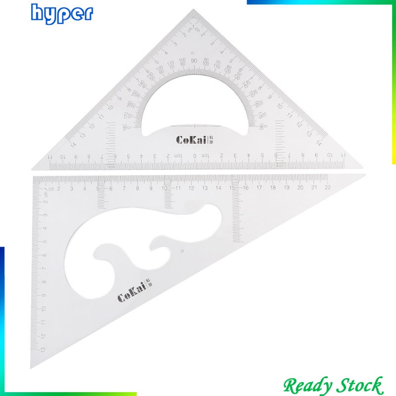 Pack of 2 Triangular Ruler Set, 30/60 and 45/90 Triangles, Set Squares, Geometry Ruler Precise Imperial Graduation Drafting Drawing Measuring Rulers. 