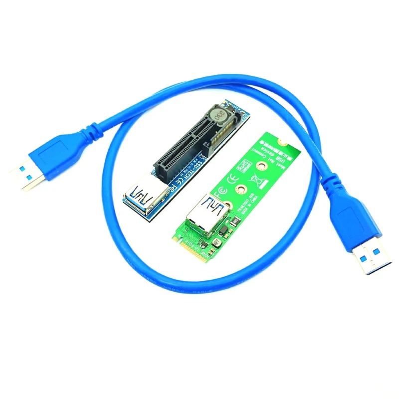 Raiser NVME M.2 to PCI-E X4 Card Extension Port Adapter Riser Card Graphics Cards Connector PCIE Extender with 60cm USB3.0 Cable. 