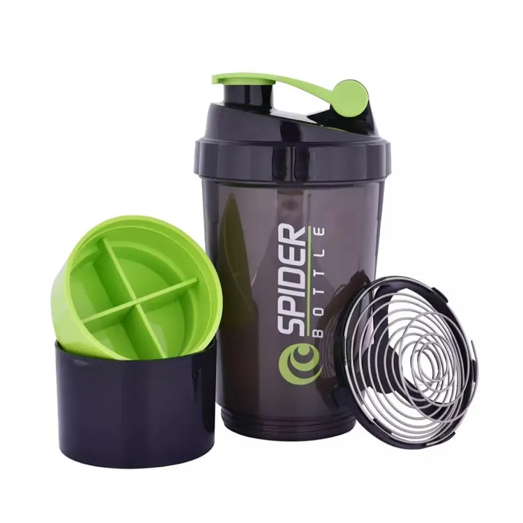 3 Layer Shaker Bottle Protein Powder Cup with Shaker Ball Sports