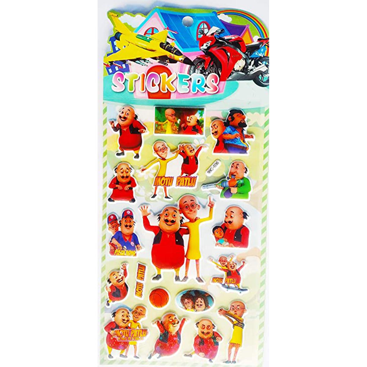 Motu Patlu cartoon Sticker for Children 5 Pkt