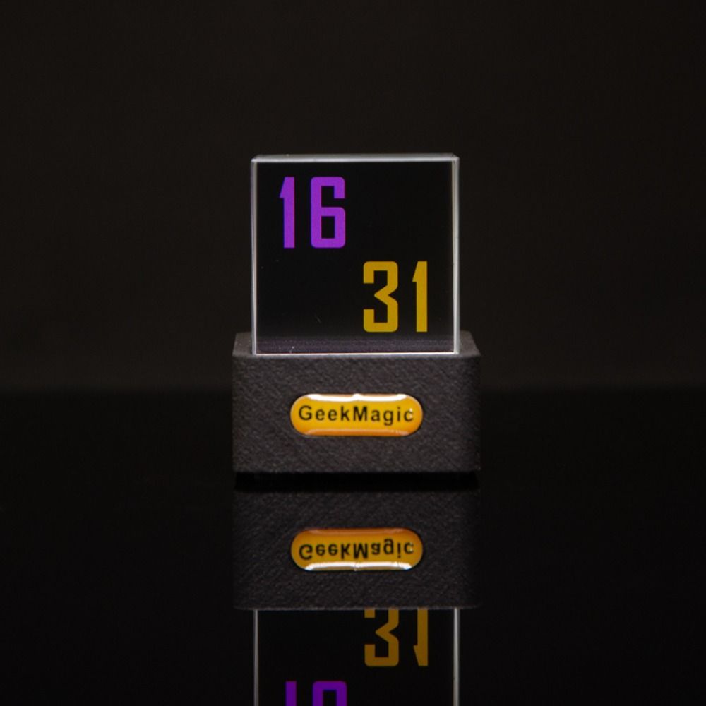 with GIF Animations Album GeekMagic GIFTV Smart Weather Station Crystal Cube Holographic Digital Clock Creative Gift. 