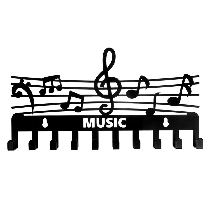 Keychain Wall Mounted Hook Rack Home Decorative Key Holder Hook Rail Music Note Shape Vintage Coat Hooks for Coat Hat Towel Rack Purse