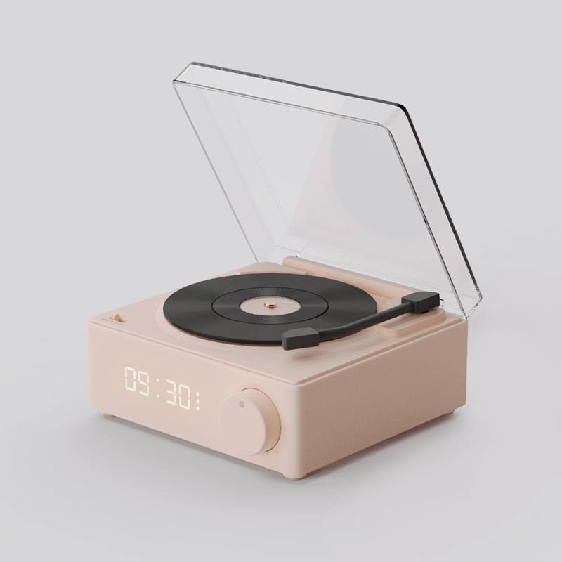 Atomic alarm clock sound, wireless Bluetooth creative small card, USB mini vinyl record player speaker. 