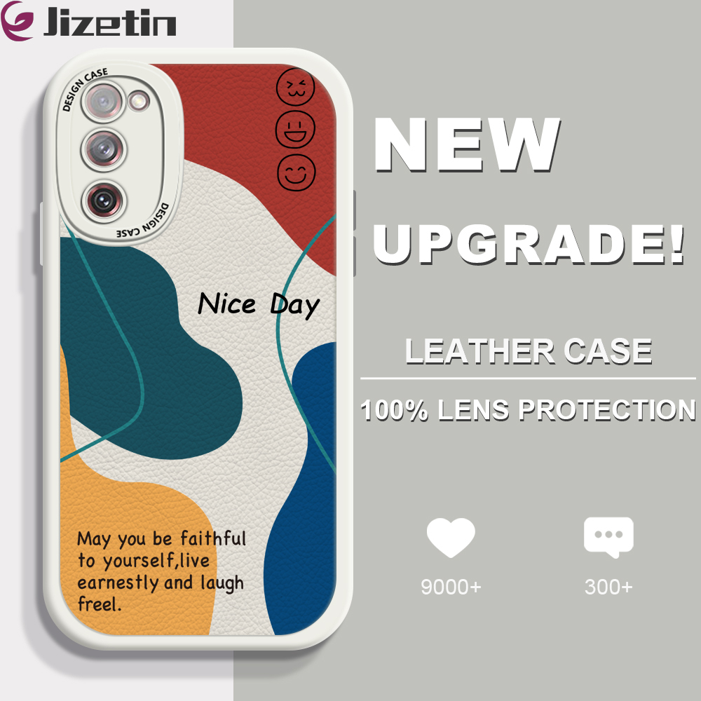 Jizetin for Samsung S20 FE / S20 FE 5G Back Cover Colorful Graffiti Lambskin Texture PU Leather Back For Girls Boys Soft Phone Case