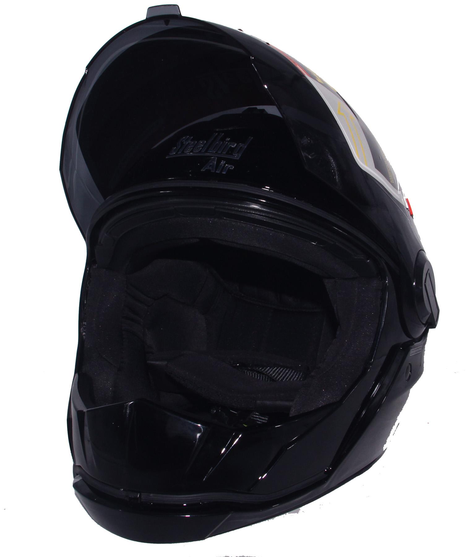 SBA-2 GLOSSY BLACK HAWK WITH SMOKE VISOR AND ONE EXTRA TRANSPARENT VISOR. 