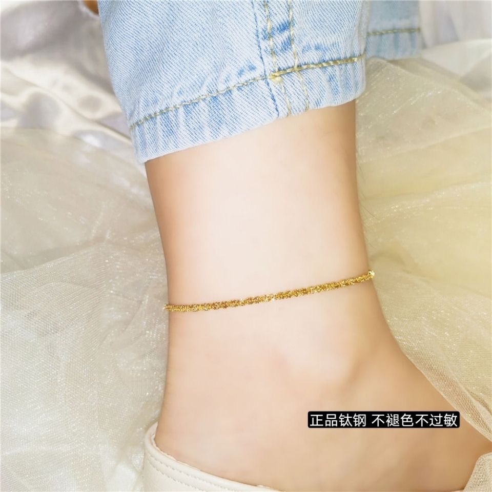 New Korean style ins style titanium steel anklet Douyin same color flower chain bracelet simple clean version fashion personality accessories