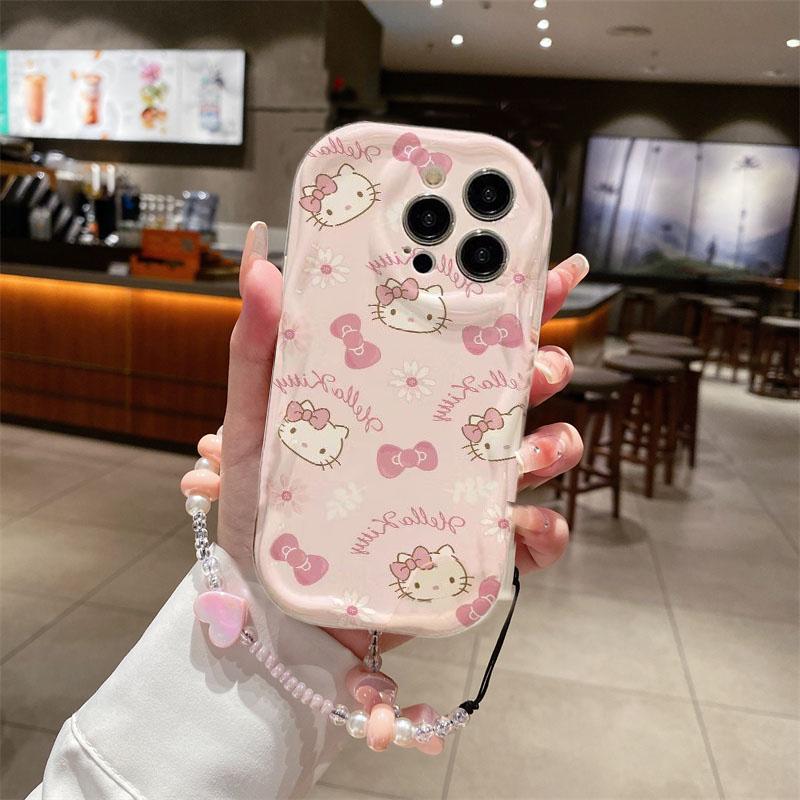 Sanrio Hello Kitty Chain Case For Realme C65 C51 C53 C61 C63 C55 C35 C33 C30 C21Y C25Y C20 C11 C15 12 9 Plus 10 8 7 6 Pro 5 7i. 
