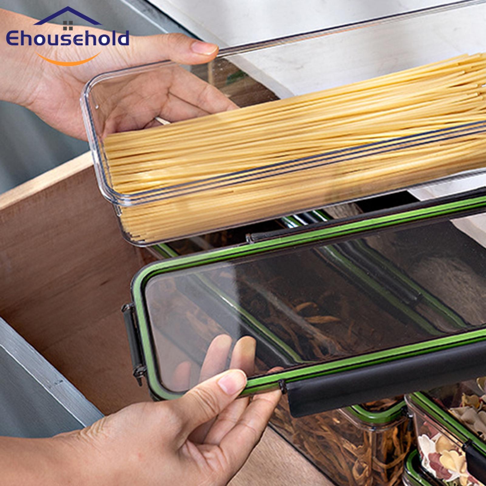 Moisture-proof Food Box Large Capacity Rectangular Pasta Storage Box with Moisture-proof Seal Visible Design Food Container for Noodle Storage Container. 