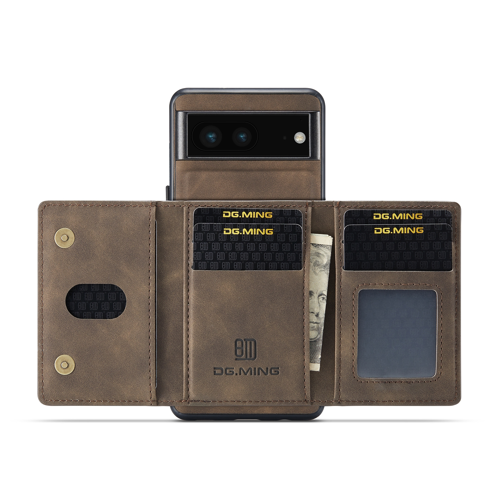 For Google Pixel 7 5G DG.MING M2 Series 3-Fold Multi Card Bag Phone Case. 