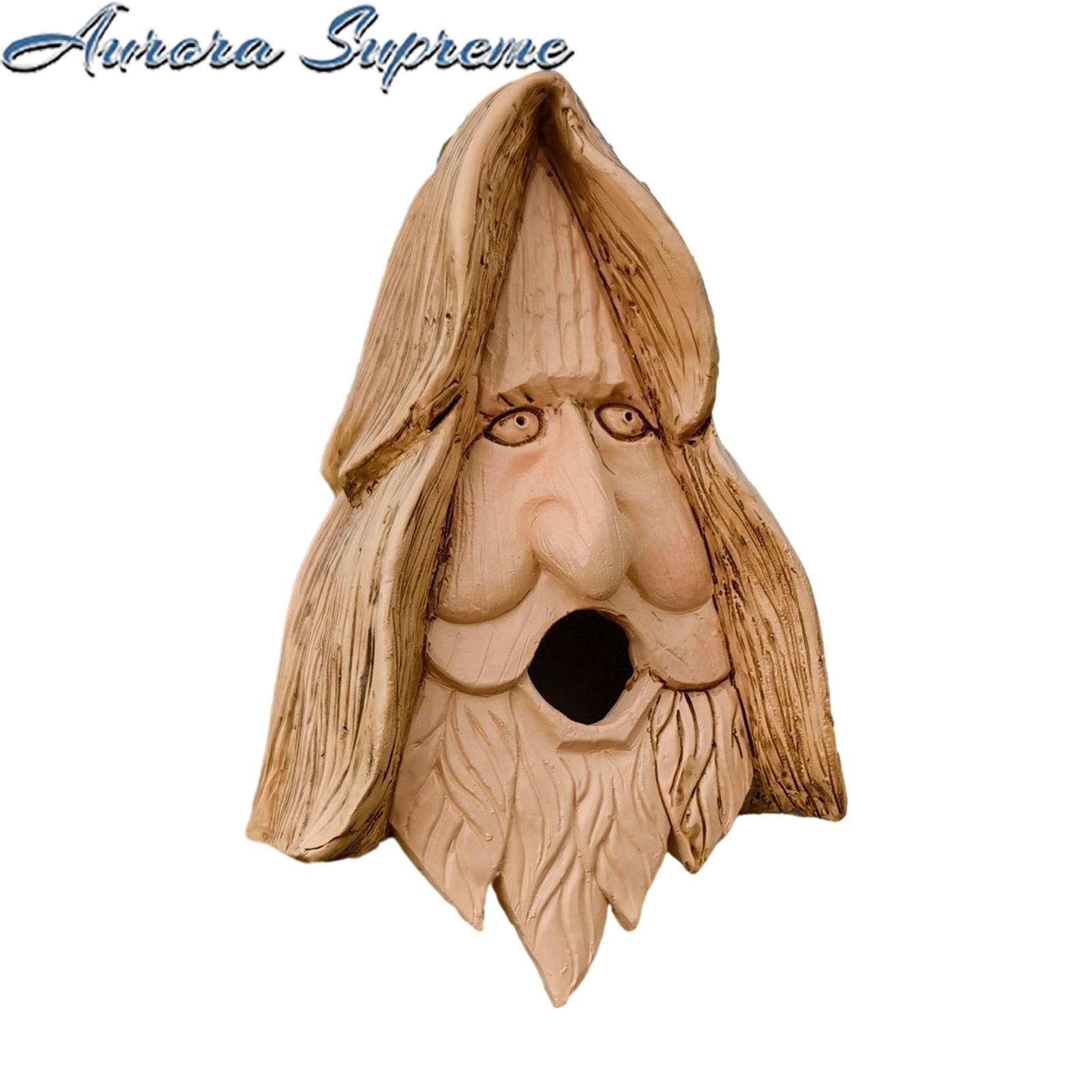 Birdhouse with Carved Hair Hand-carved Human Face Bird Nest on Ancient Tree Unique Fairy Birdhouse for Ancient Tree Fairy Birdhouse