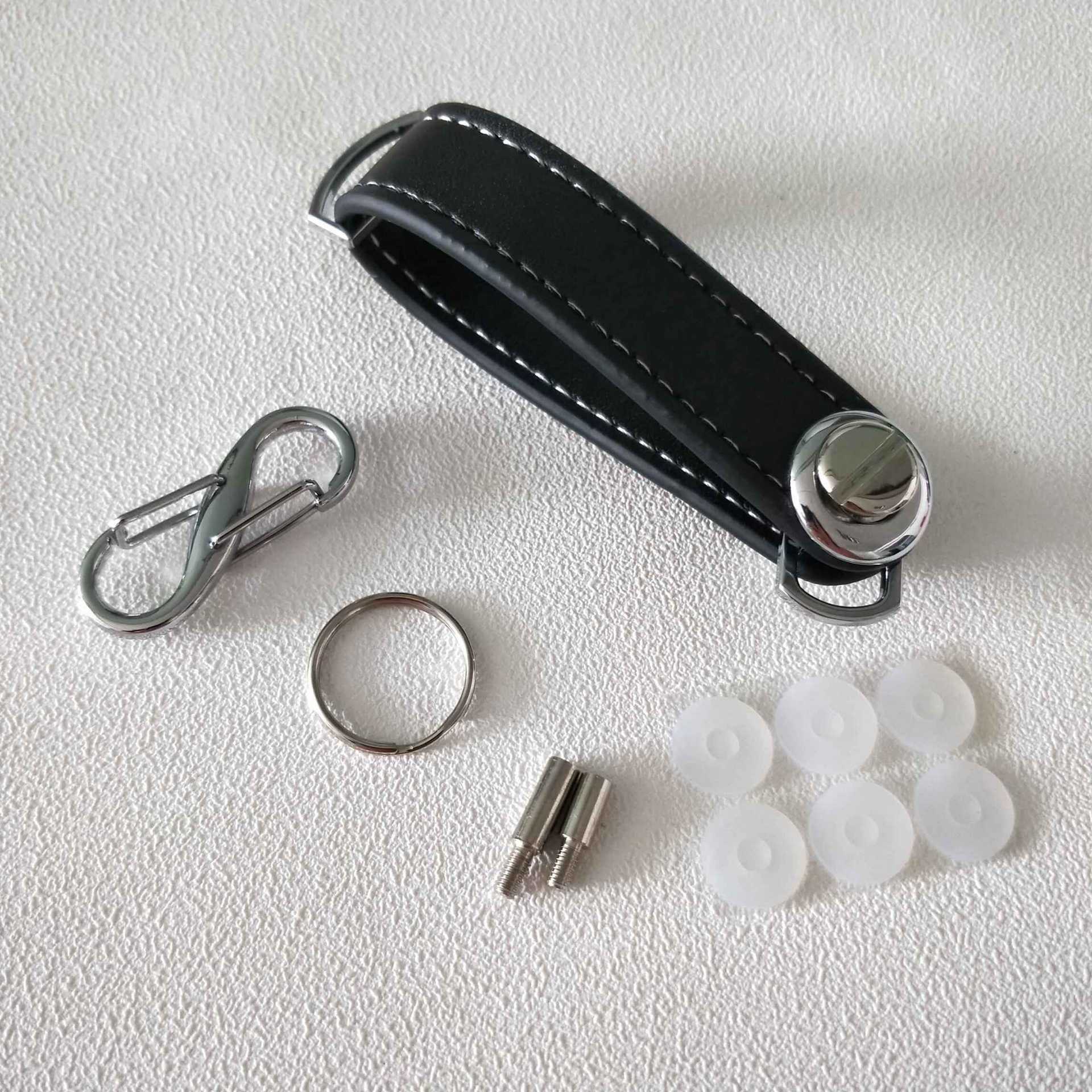 Smart Key Organizer Keychain Leather Compact Key Holder Secure Locking Mechanism Pocket Key Chain Stainless Steel. 