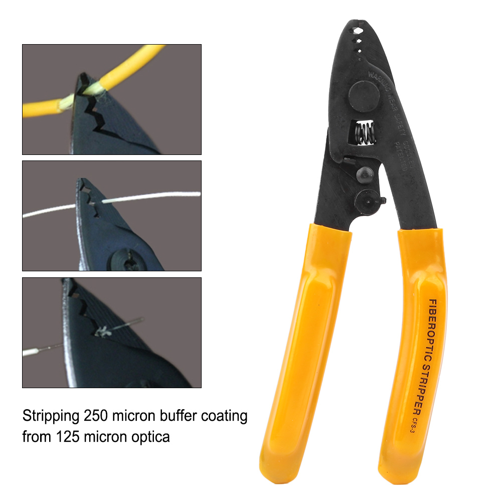 Hand Stripper Fiber Optic Stripping Pliers 3 Port Hole Ergonomic with Hex Socket Wrench. 