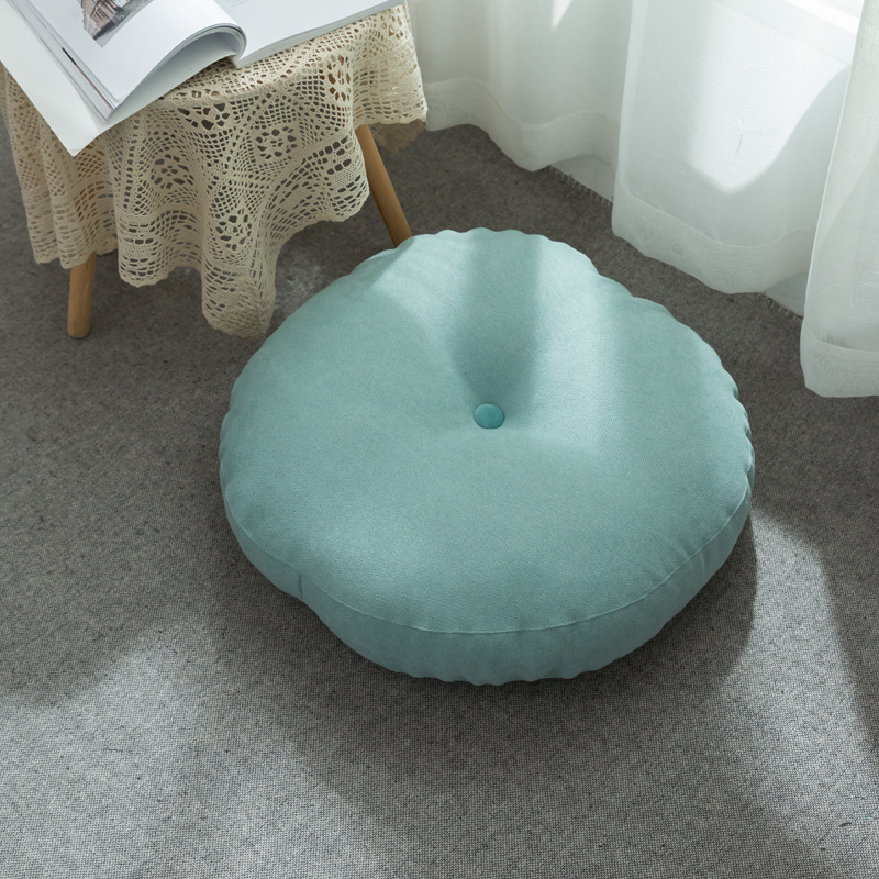 Simple Japanese futon, thickened sitting cushion, round cotton and linen cushion, tatami mat, home balcony, bay window cushion