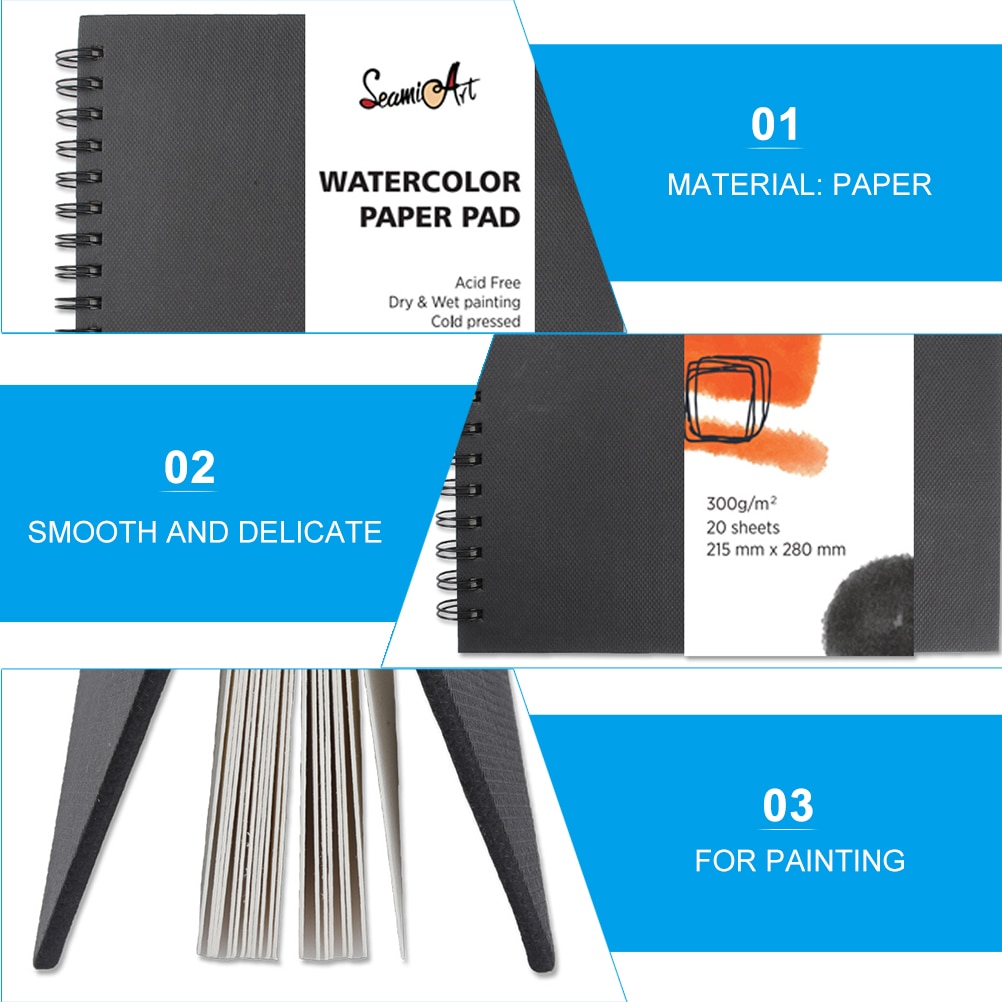 Drawing Paper Pad Book Sketchpainting Media Spiral Painted Hand Sketchbook Notebook Blank Watercolor Accessories Panel Notebooks. 