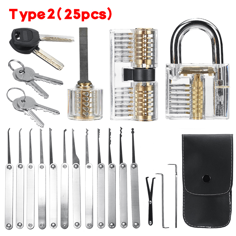 Accessories 【All-in-one】(5/19/25pcs ) Lock Picking Set Unlocking Tool Set Locksmith Practice Lock Pick Key Extractor Padlock Lockpick Tool Kits With Carrying Bag. 