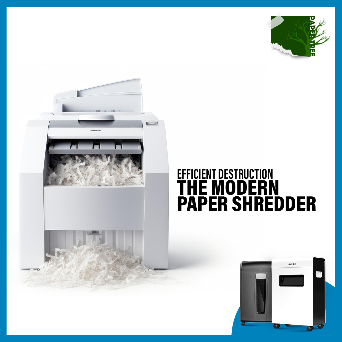 Deli E9947 8 Sheet Black Paper Shredder. 