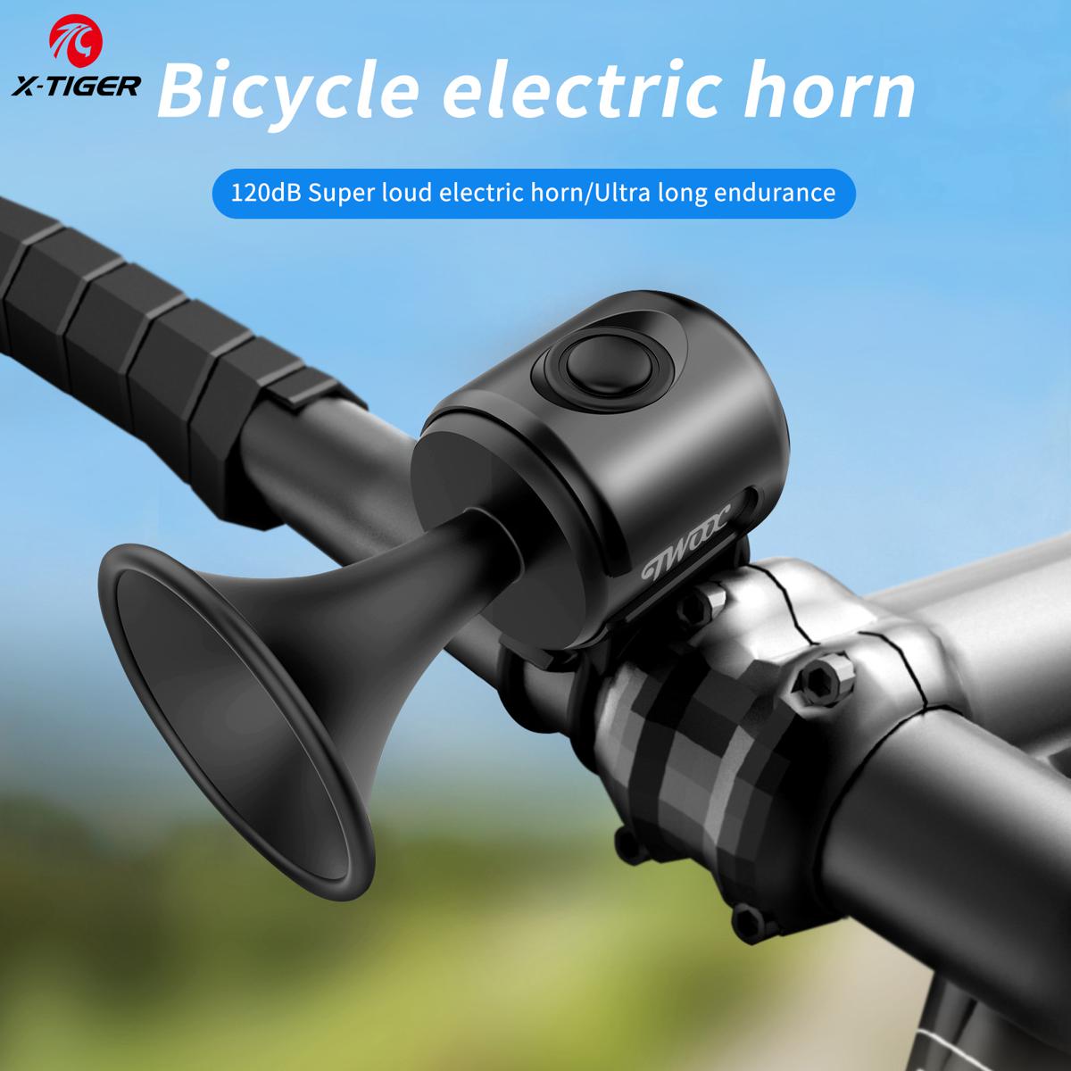 X-TIGER Bike Bell 120DB Loud Sound Electronic MTB Horn Waterproof Ultralight Bicycle Handlebar Warning Bell Bike Accessories