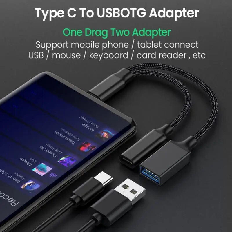 USB C To USB OTG Adapter 2 In 1 USB-C Splitter With Charging Type C OTG And USB A Female Port Converters Cale For Phone. 