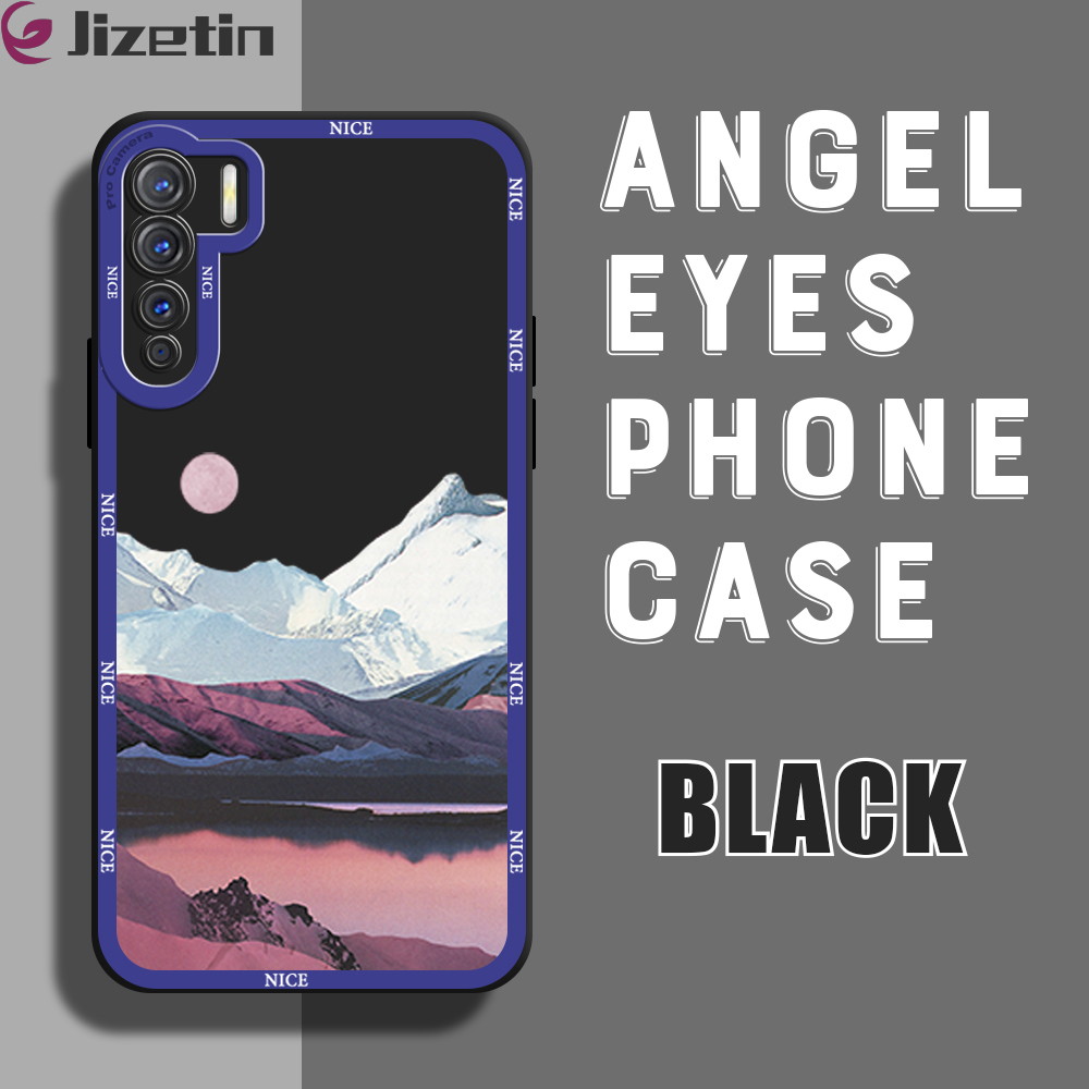 Jizetin for OPPO F15 / A91 / Reno3 4G Back Cover Mountain Four Seasons Lens Full Protection Frame Phone Case Soft TPU Shockproof Mobile Phone Cases