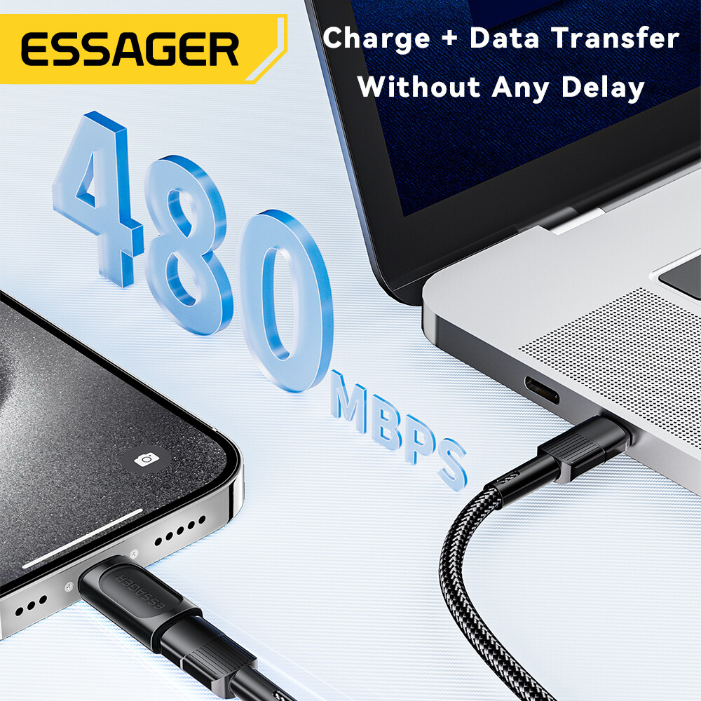 Essager OTG 3A Converter Lightning Female to Type-C Male Type-C Female to Lightning Male USB2.0 480Mbps Adapter for iPhone 15 14 13 Pro Max Xs Plus iPad Macbook Headphone Type C to iOS Converter. 