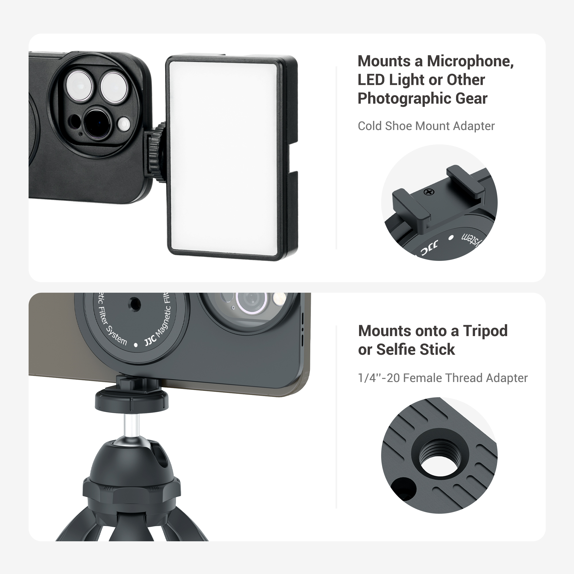 JJC Magnetic Lens Filter Kit for iPhone 13/14 Pro, 13/14 Pro Max MagSafe phone case filter Soft Lens Hood Anti Glass Reflection. 